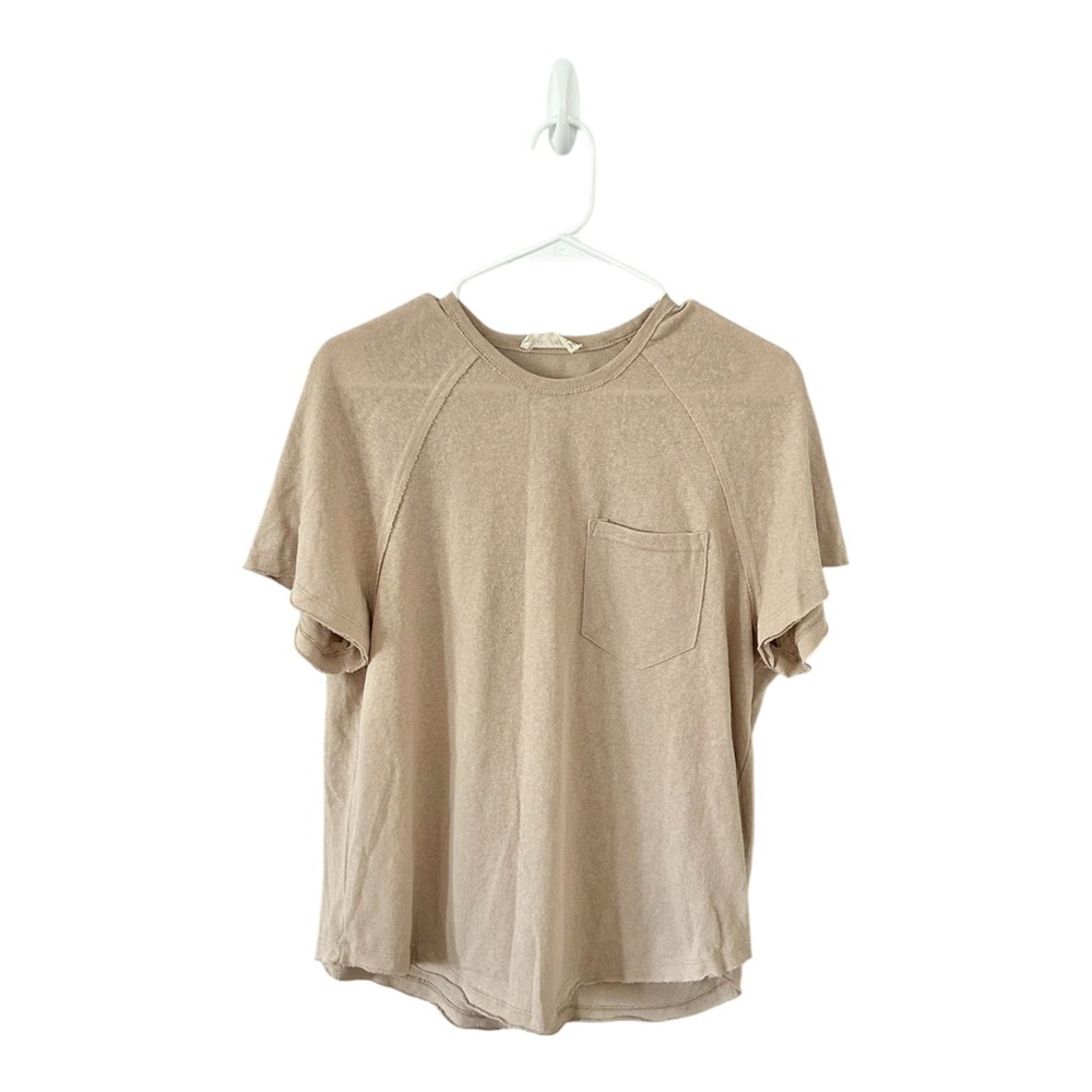 New-In Boutique Tan V-Neck T-Shirt Size XS